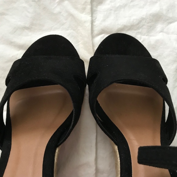 ONLY Wedge Sandals 39/Size 8 Black Cream Brown Ankle Strap - Picture 5 of 10